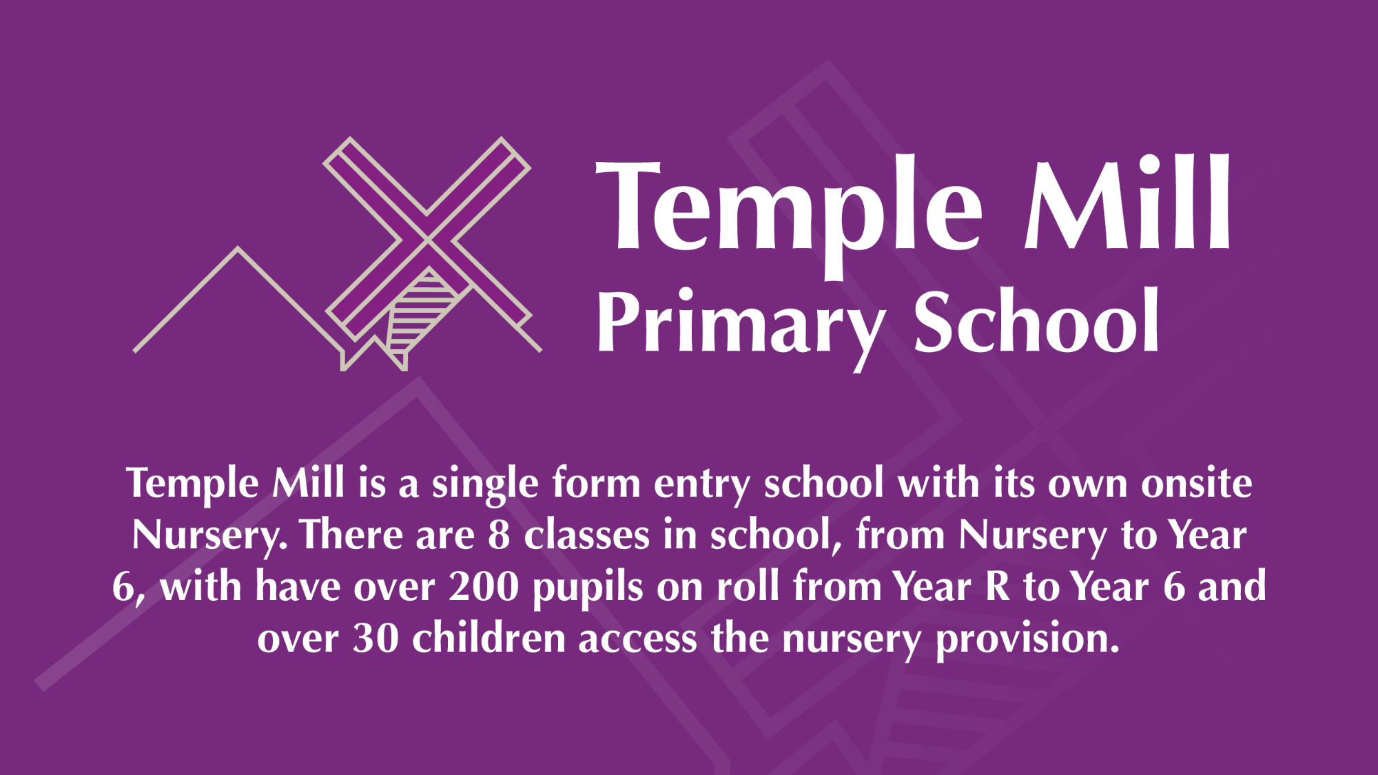 Temple Mill Primary School logo on a purple background.
